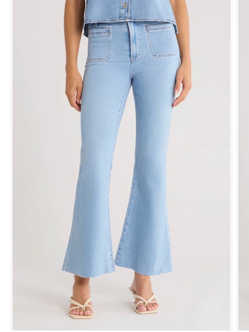 Paige Marlow High Waist Raw Hem Ankle Skimmer Flare Jeans size 31 EUC